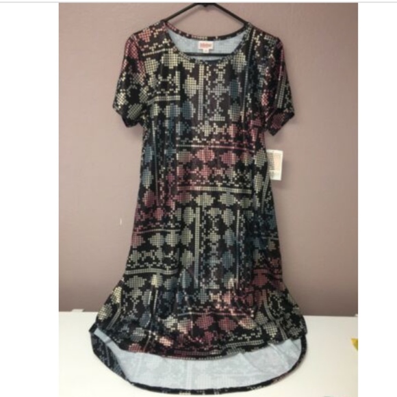 LuLaRoe Dresses & Skirts - LuLaRoe Carly Dress Medium Faux Sequin Print NWT